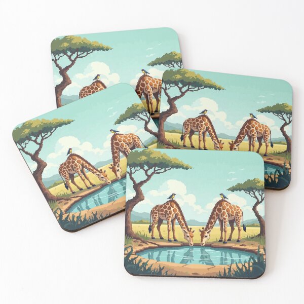 Item preview, Pixel Giraffes at the Waterhole designed and sold by NaturePixel.