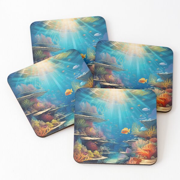 Item preview, Sunlit Coral Reef in the Depths of the Ocean designed and sold by takeng07.