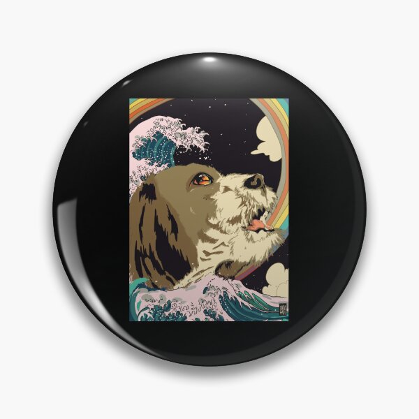 Item preview, SHIH TZU DOG GREAT WAVE RAINBOW designed and sold by aydapadi.
