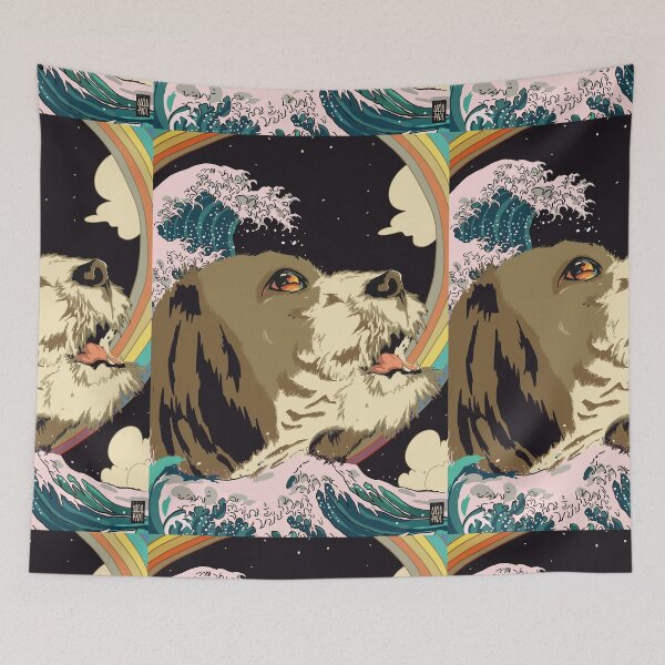 Item preview, SHIH TZU DOG GREAT WAVE RAINBOW designed and sold by aydapadi.