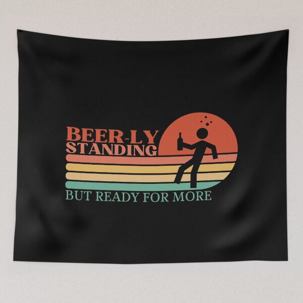 Item preview, Beer-ly Standing But Ready for More Funny Drinking Design | Vintage sunset designed and sold by DesignDazzles.