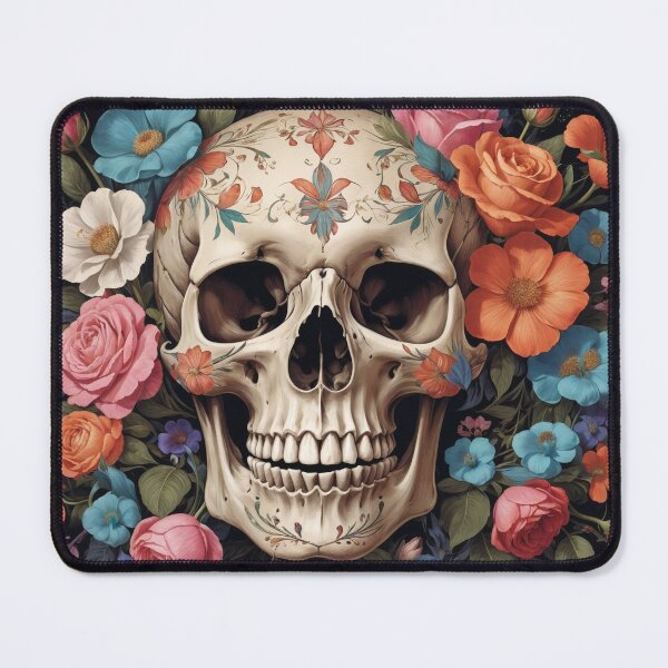 Item preview, Skull in flowers designed and sold by mamarilou.