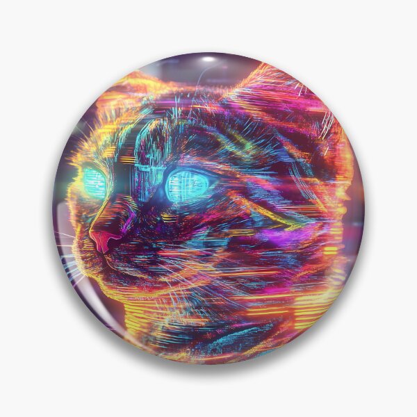 Item preview, Neon Glitch Futuristic Cat designed and sold by PixelReverb.