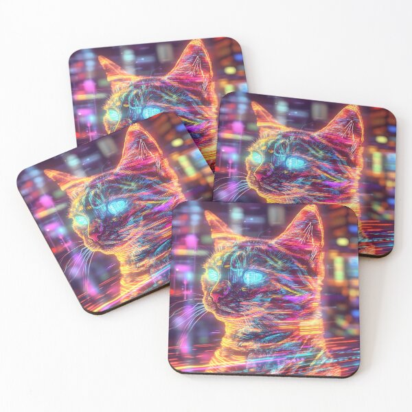 Item preview, Neon Glitch Futuristic Cat designed and sold by PixelReverb.