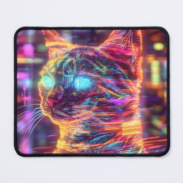 Item preview, Neon Glitch Futuristic Cat designed and sold by PixelReverb.