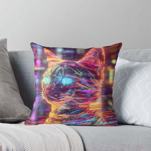 Item preview, Neon Glitch Futuristic Cat designed and sold by PixelReverb.