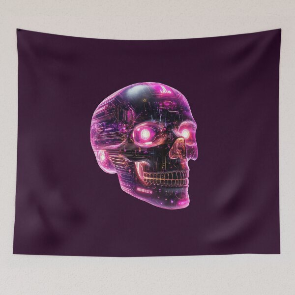 Item preview, Neon Glowing Cyber Skull Design designed and sold by PixelReverb.