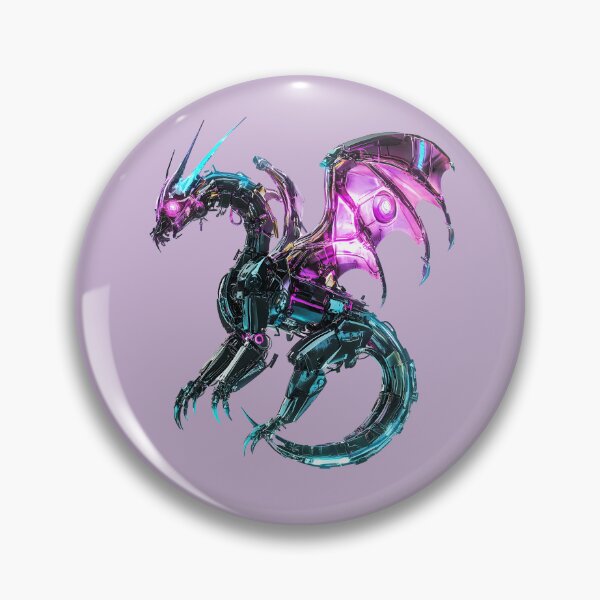 Item preview, Neon Cyberpunk Robotic Dragon Purple Blue designed and sold by PixelReverb.