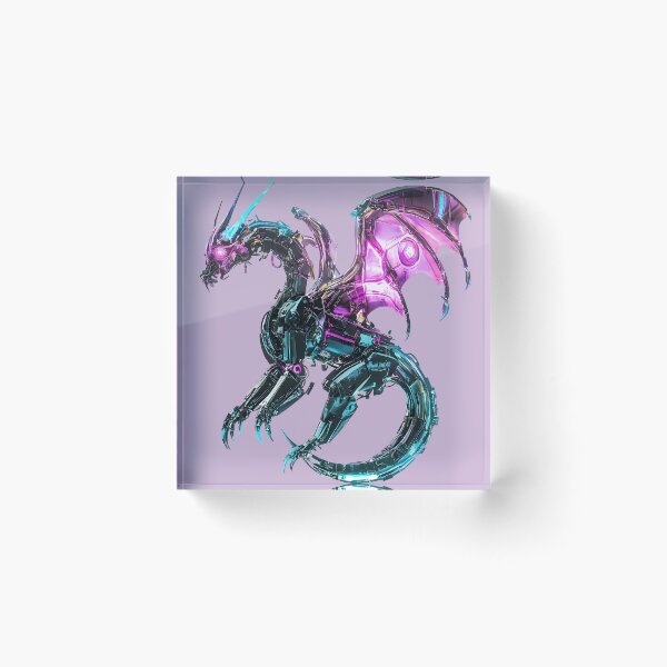 Item preview, Neon Cyberpunk Robotic Dragon Purple Blue designed and sold by PixelReverb.
