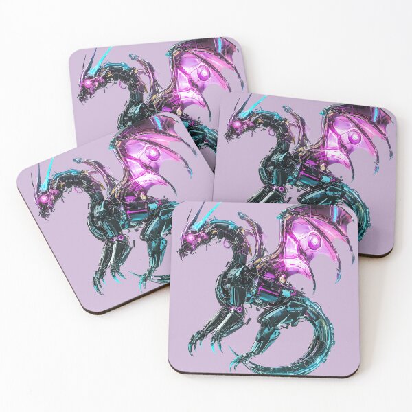Item preview, Neon Cyberpunk Robotic Dragon Purple Blue designed and sold by PixelReverb.