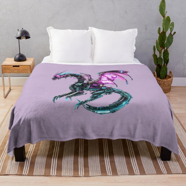 Item preview, Neon Cyberpunk Robotic Dragon Purple Blue designed and sold by PixelReverb.