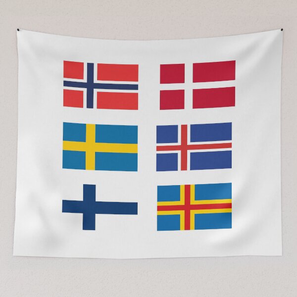 Item preview, Europe scandinavian country flag pack of 6 ,pack no.1 designed and sold by Tinybluebird.
