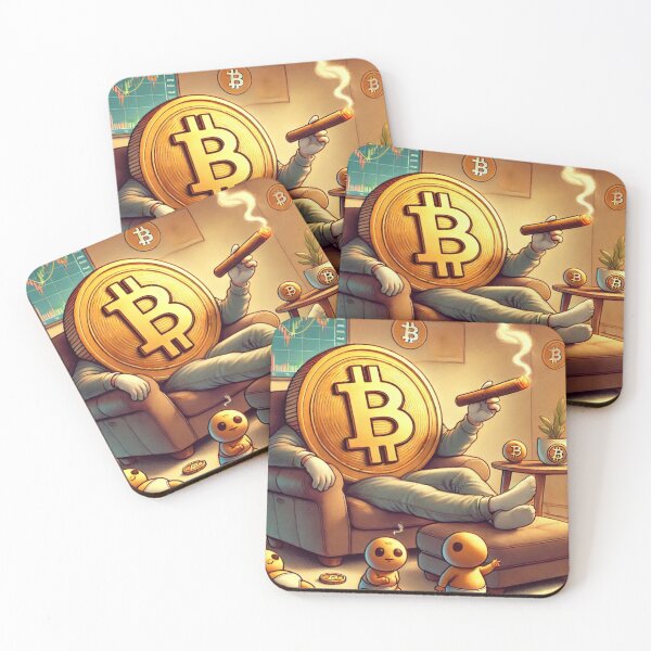 Item preview, Funny Bitcoin Family at Home, Smoking Bitcoin with Baby Bitcoins designed and sold by mkzmerch.