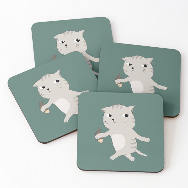 Item preview, Gray cat with a fish  designed and sold by Beerich888.