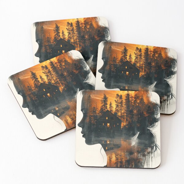 Item preview, Silhouette and full moon in the forest designed and sold by Guesso.