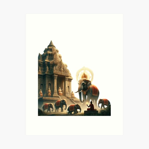 Item preview, Temple elephants god art work designed and sold by MJShop18.
