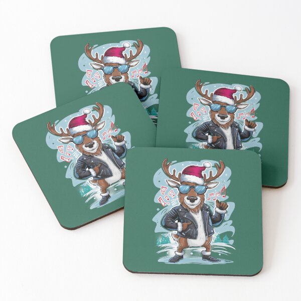 Item preview, Christmas reindeer in a leather jacket. designed and sold by MyHappyArtShop.