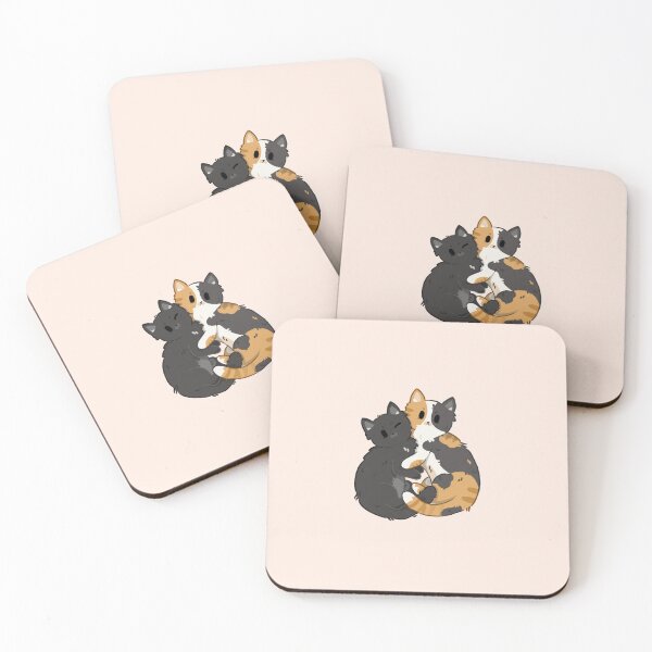 Item preview, New Cute Cat Couple- calico and black, hugging cats designed and sold by Biszkompt.