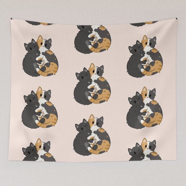 Item preview, New Cute Cat Couple- calico and black, hugging cats designed and sold by Biszkompt.