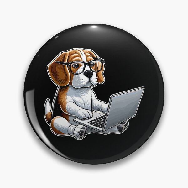 Item preview, Cute Beabull with Glasses and Laptop designed and sold by MaateoDesign.