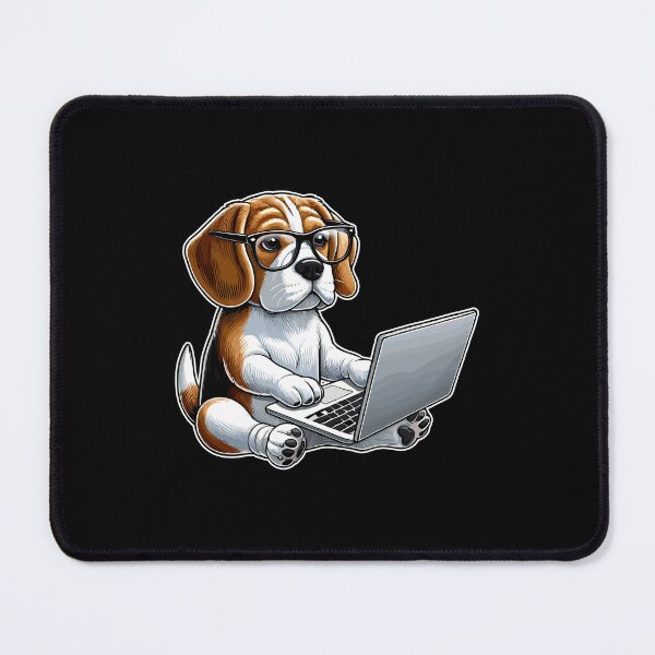 Item preview, Cute Beabull with Glasses and Laptop designed and sold by MaateoDesign.
