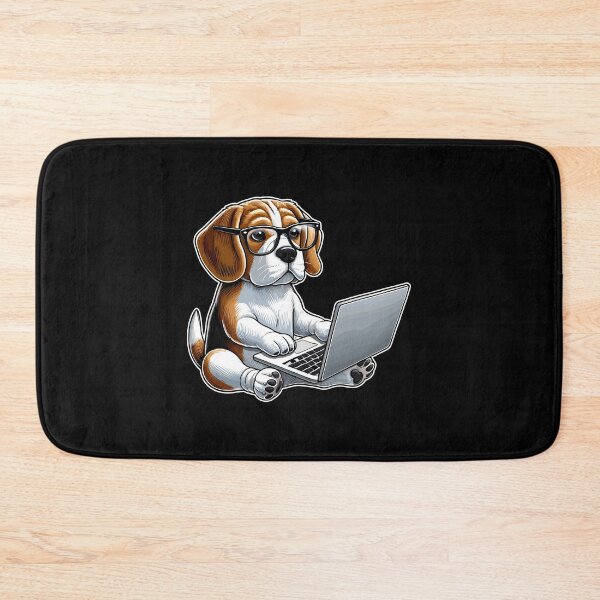 Item preview, Cute Beabull with Glasses and Laptop designed and sold by MaateoDesign.