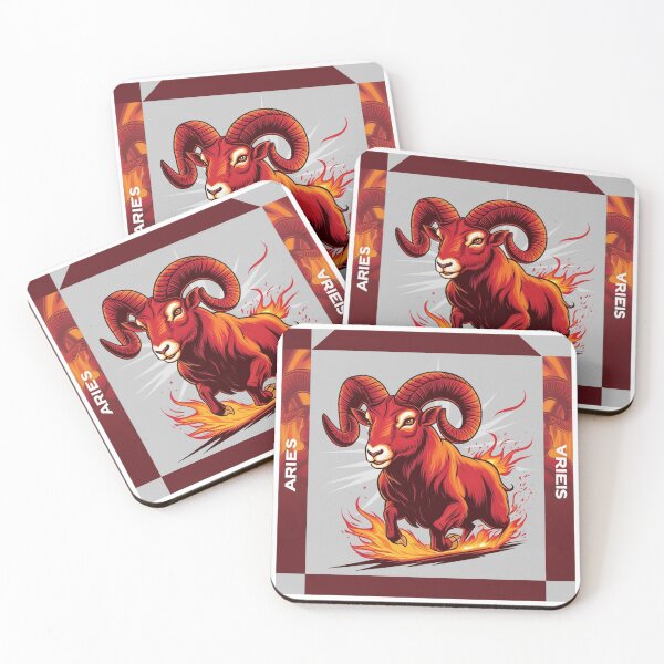 Item preview, Aries Zodiac Illustration | Fiery Ram with Astrological Symbols designed and sold by Makabas.