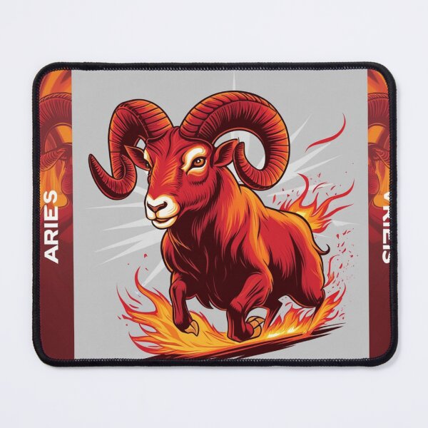 Item preview, Aries Zodiac Illustration | Fiery Ram with Astrological Symbols designed and sold by Makabas.