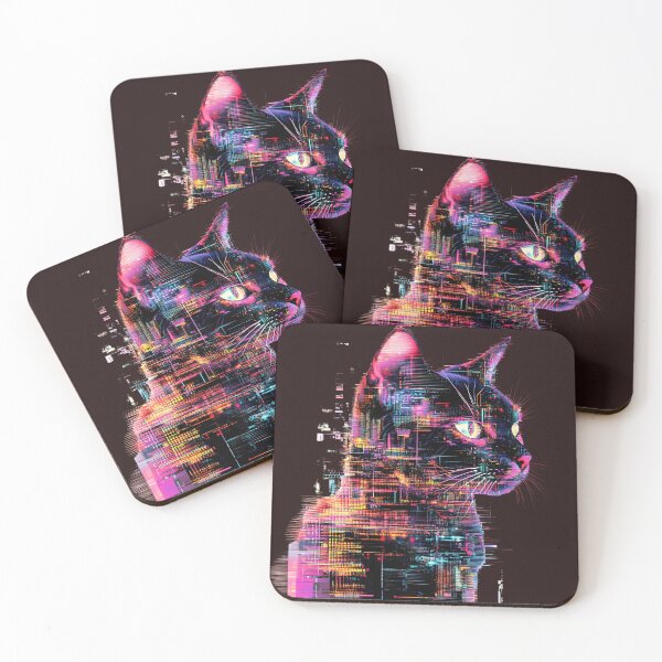 Item preview, Neon Glitch Cat in Futuristic Digital World designed and sold by PixelReverb.