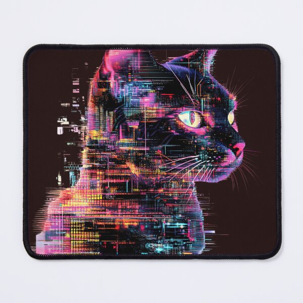 Item preview, Neon Glitch Cat in Futuristic Digital World designed and sold by PixelReverb.