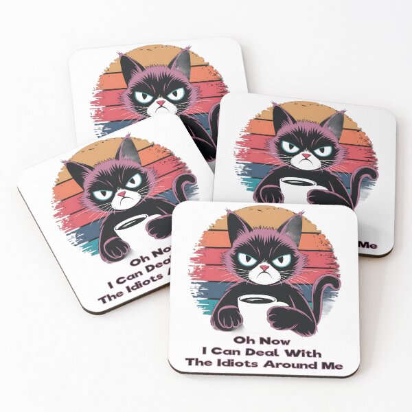 Item preview, Oh Now I Can Deal with The Idiots Around Me - Lover Coffee & Cats designed and sold by Ammar Studio.