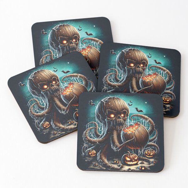 Item preview, Fiery Monstrous Coconut Octopus - Halloween Gothic Art designed and sold by EcoArtShop.