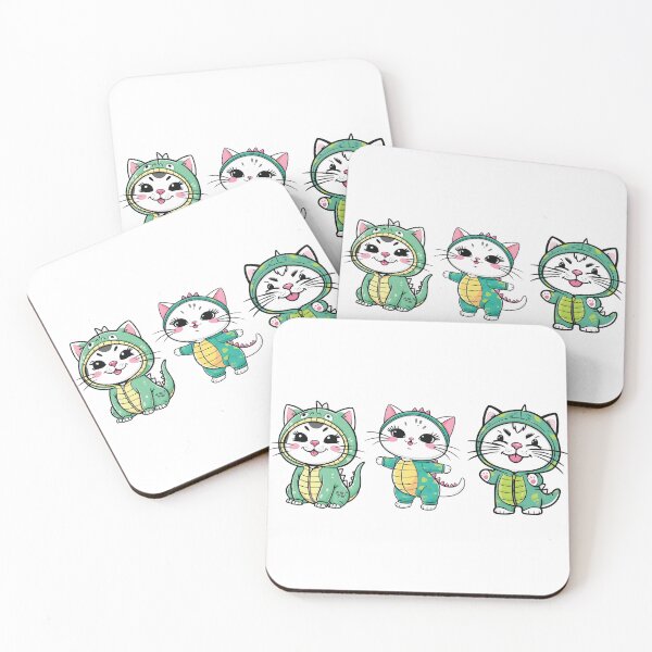 Item preview, Adorable round faced white cats with bright  disguised as a dinosaur designed and sold by Ammar Studio.