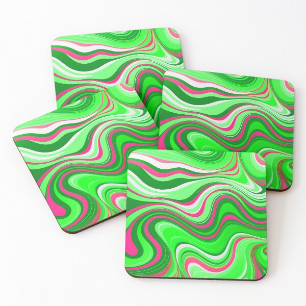 Item preview, Groovy Bright Green and Pink Trippy Liquid Swirls Modern Retro Art 1 of 4 designed and sold by Beachy.