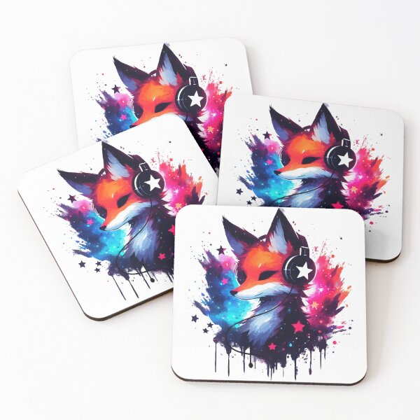 Item preview, Galaxy Fox Headphones Cool Watercolor Splash Space  designed and sold by TomFrontierArt.