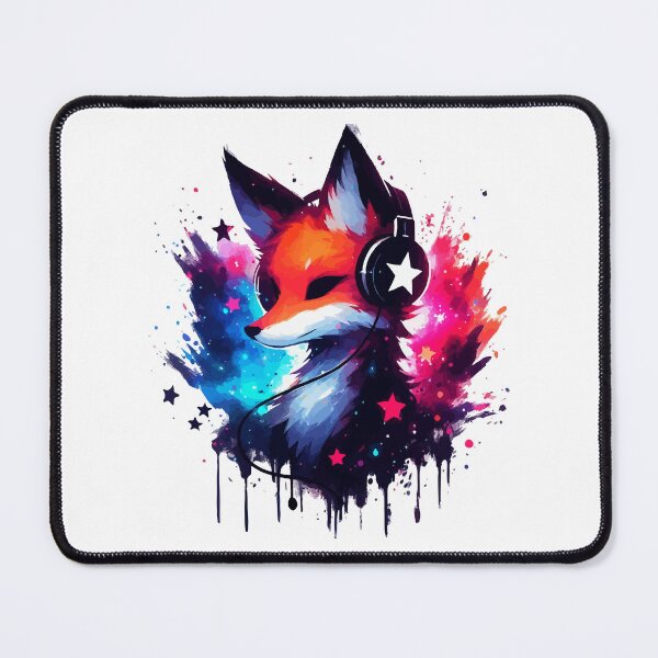 Item preview, Galaxy Fox Headphones Cool Watercolor Splash Space designed and sold by TomFrontierArt.