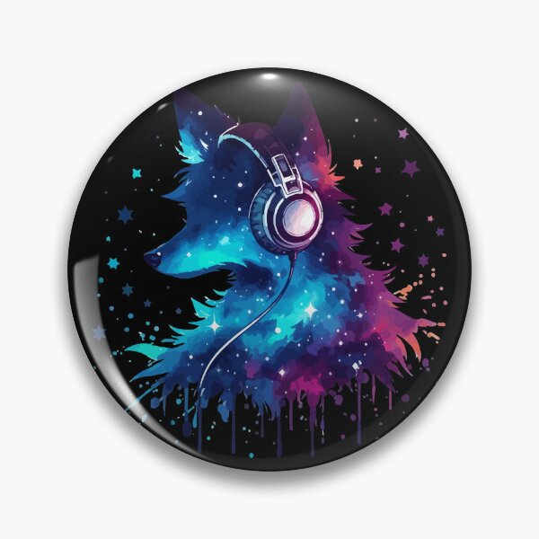 Item preview, Galaxy Fox Headphones Music Watercolor Splash Space  designed and sold by TomFrontierArt.