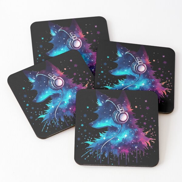 Item preview, Galaxy Fox Headphones Music Watercolor Splash Space  designed and sold by TomFrontierArt.