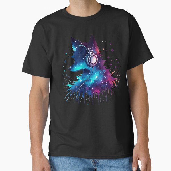 Item preview, Galaxy Fox Headphones Music Watercolor Splash Space  designed and sold by TomFrontierArt.
