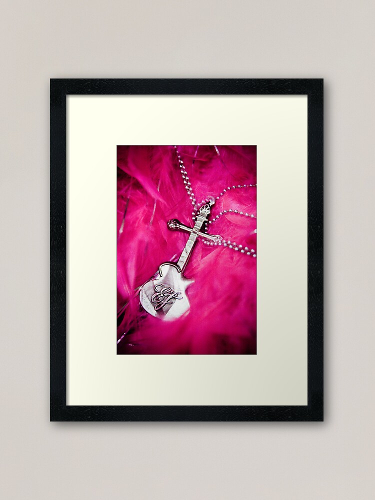 Alternate view of Guitar and pink feather Framed Art Print