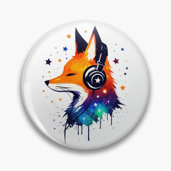 Item preview, Galaxy Fox Cute Headphones Music Watercolor Splash Space  designed and sold by TomFrontierArt.