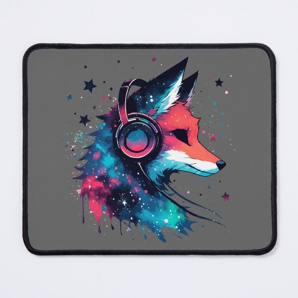 Item preview, Music Galaxy Fox Headphones Watercolor Splash Space designed and sold by TomFrontierArt.
