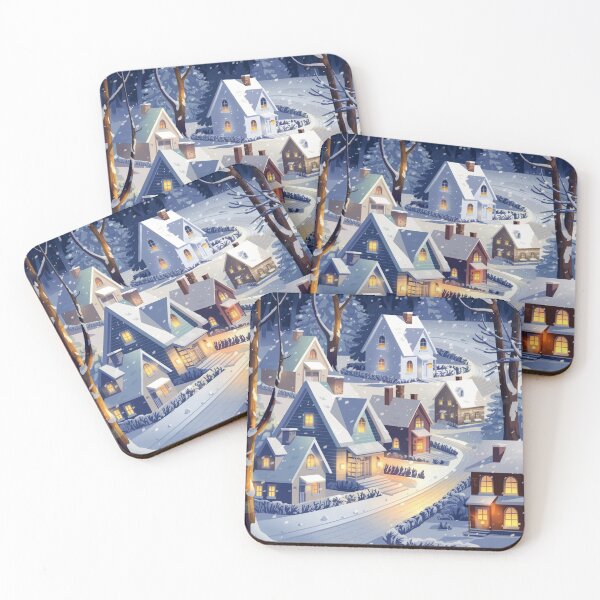 Item preview, Pictures of a group of houses at night on a cold day designed and sold by fas166.