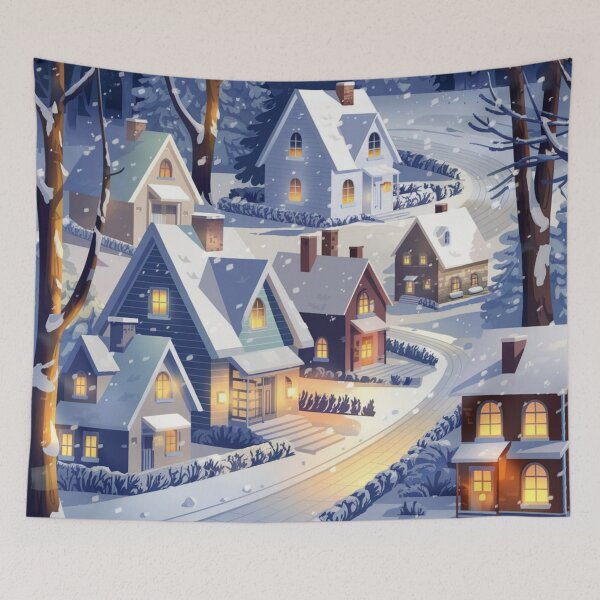 Item preview, Pictures of a group of houses at night on a cold day designed and sold by fas166.