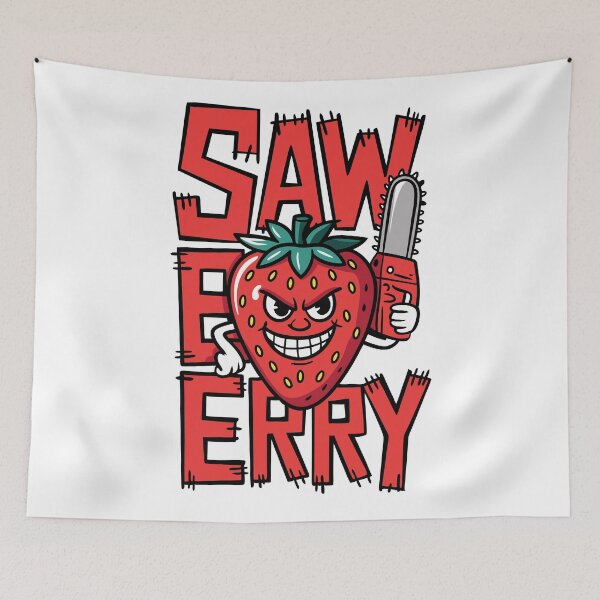 Item preview, Sawberry - chainsaw strawberry - pun - A Sharp Twist on Sweetness designed and sold by pixelated_echoes.