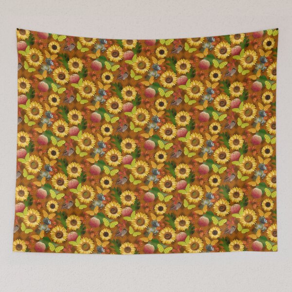 Item preview, Harvest Sunflower on Burnt Orange Diamonds Half-Drop designed and sold by Art in My Loft.