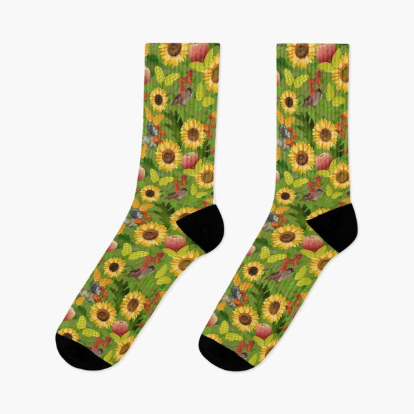 Item preview, Harvest Sunflower on Green Plank Half-Drop designed and sold by Art in My Loft.