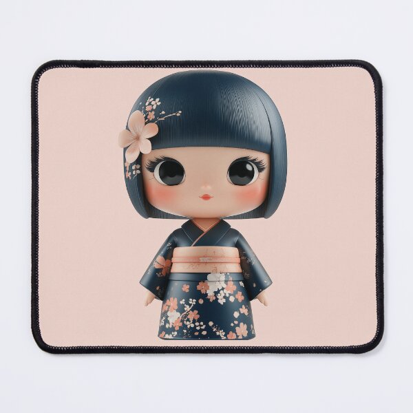 Item preview, Kokeshi Doll in Black Kimono designed and sold by kansaikate.