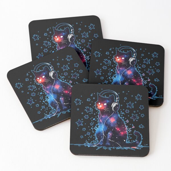 Item preview, Cool Cosmic Cat Headphones Watercolor Galaxy Space  designed and sold by TomFrontierArt.