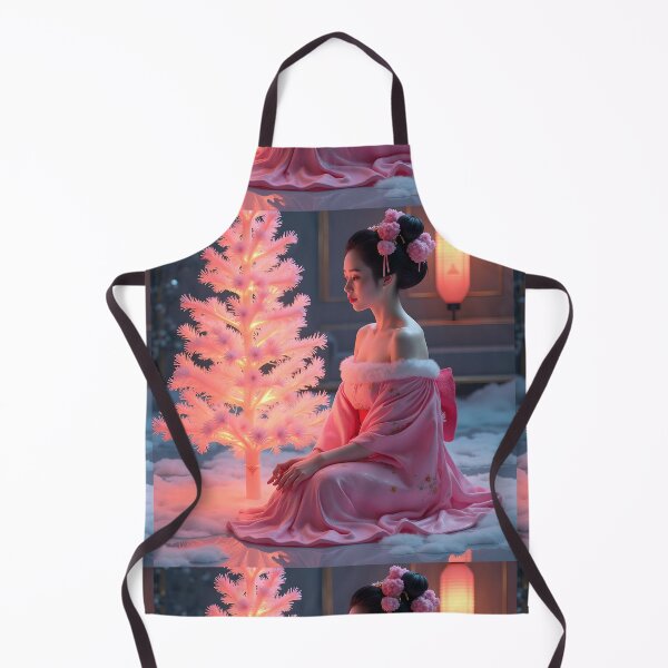 Item preview, Beautiful pink Christmas fantasy scene abstract geisha, kimono , in sunrise with pagoda, Japan designed and sold by Coolparrotgirl.